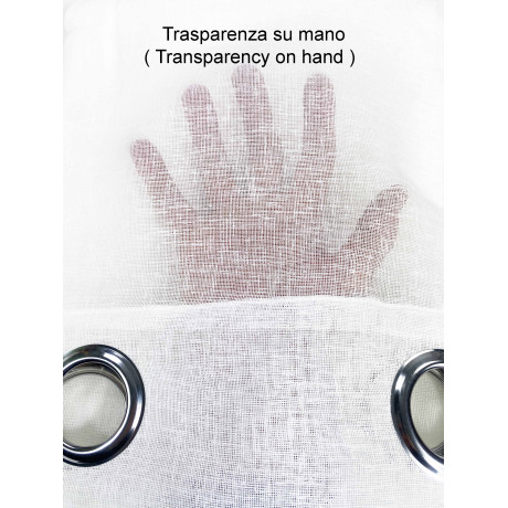 Tenda Simply Effetto Lino 140x300 cm Bianco - Tinta Unita Semitrasparente - Poliestere con Anelli - Stile Moderno